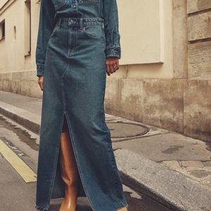 ZARA LONG SLIT DENIM SKIRT